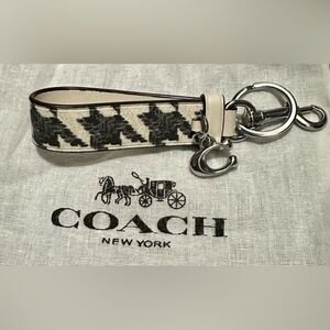 Coach Signature Monogram Wristlet Strap in Cream and Black